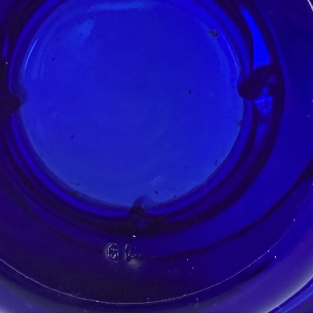 France Glass Cobalt Blue Taper or Votive Candle Holders Stackable Set 2